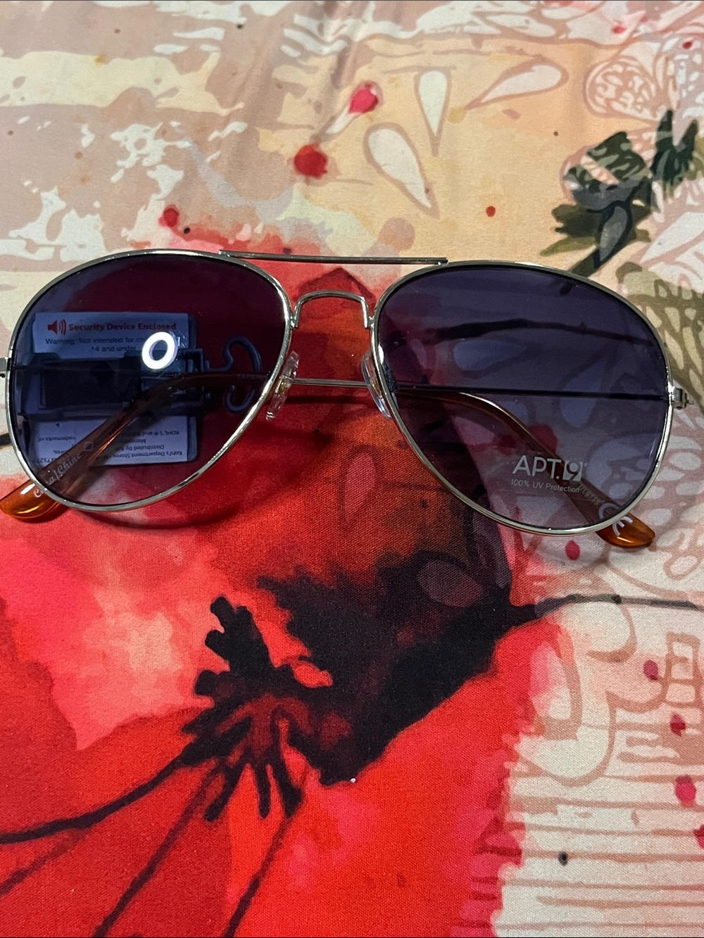 Apt. 9 Silver Aviator Sunglasses with Purple Gradient Lenses